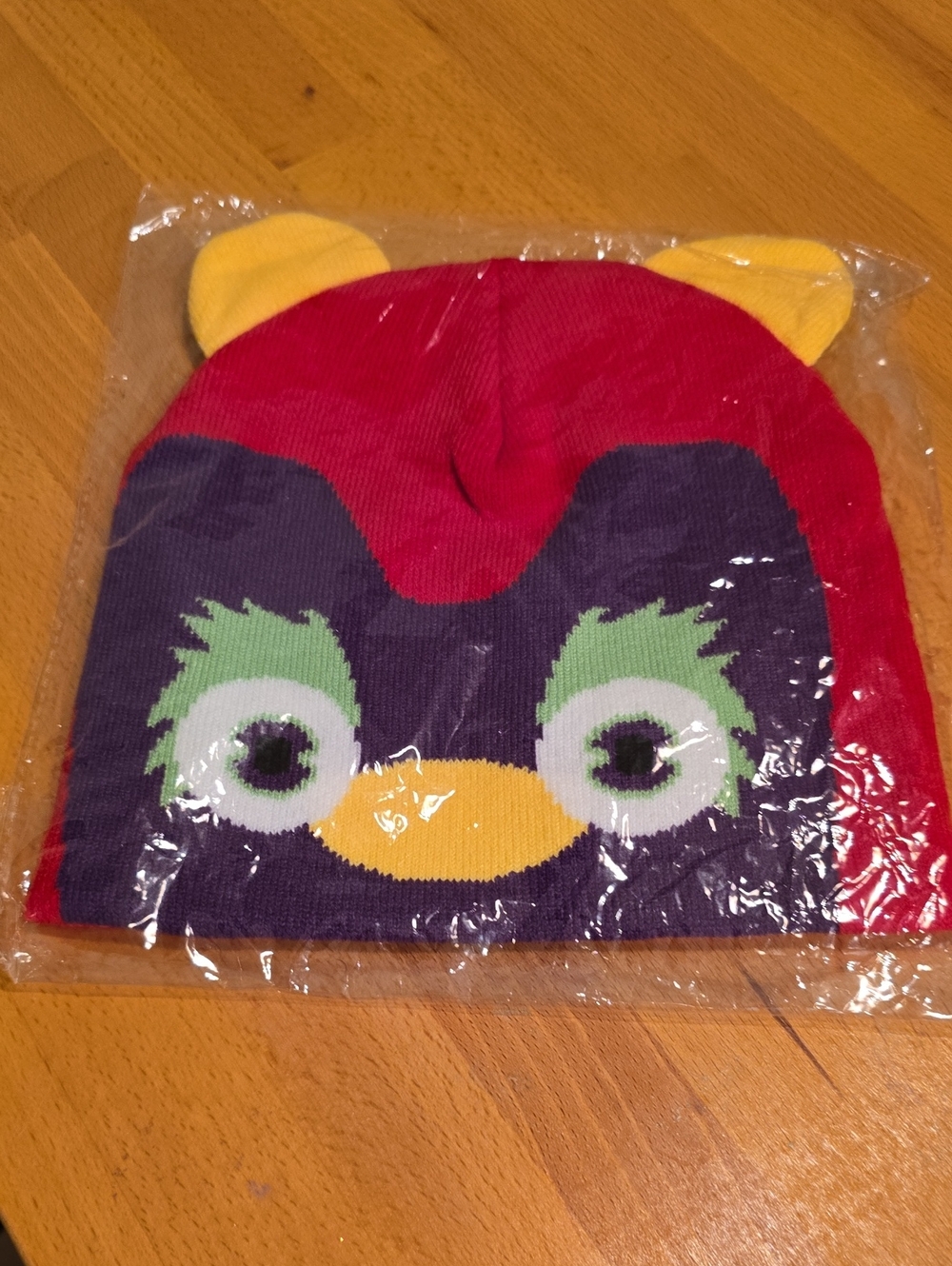 Cute Owl Beanie Hat in Red, Purple, Yellow